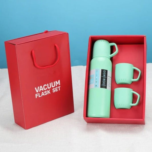 New Shape Vacuum Flask Stainless Steel Bottle With 2 Cups And Gift Box 550 Ml (direct Sip Option)