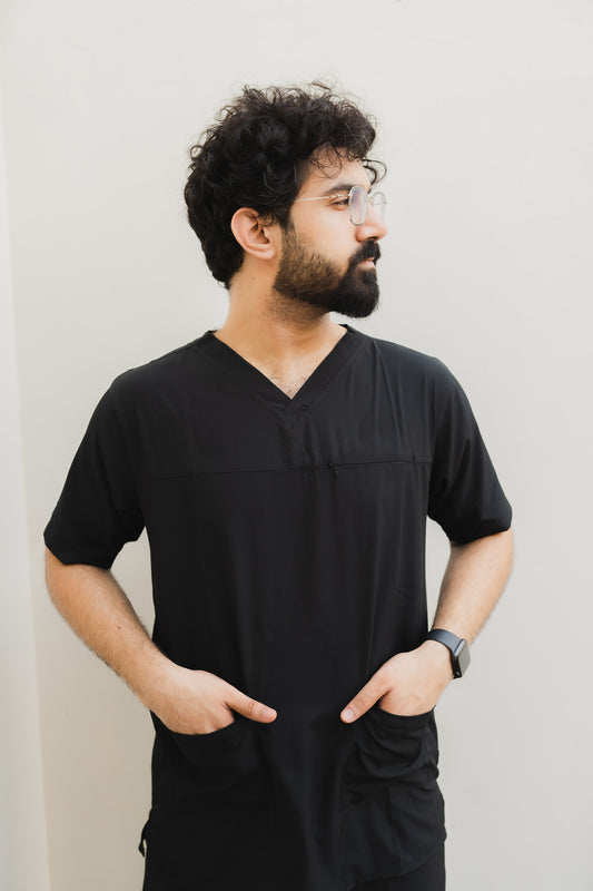 Cotton Edit: Male Performance V Neck Black with Jogger Trousers (Medium)